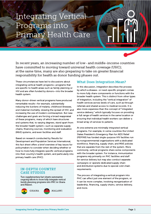 Integrating Vertical Programs into Primary Health Care – PHC Pathways